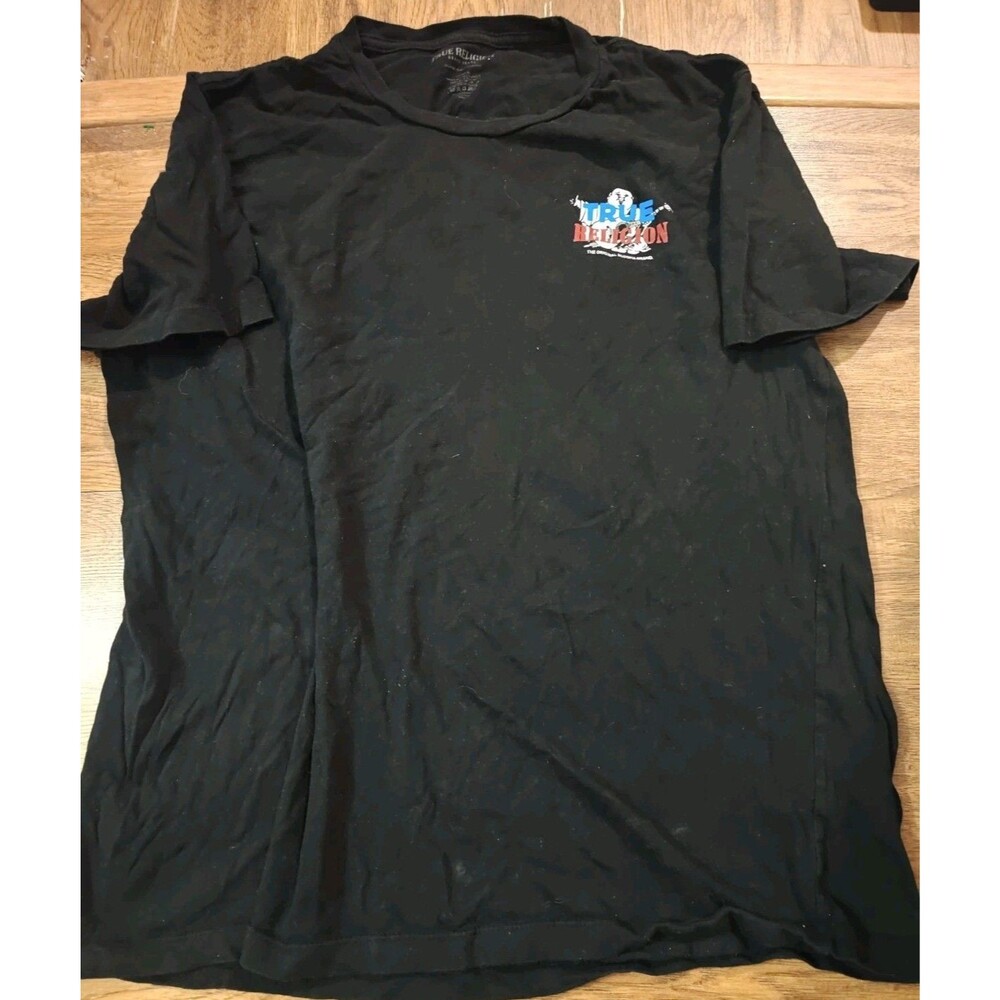 True Religion Men's Black Graphic Buddha Logo Cotton T-Shirt Size 2XL